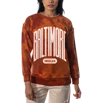 category-womens-sweatshirt-the-wild-collective-orange-baltimore-orioles-overdyed-pullover-sweatshirt